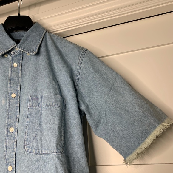 Balenciaga Logo Light Blue Denim Shirt - Picture 4 of 10